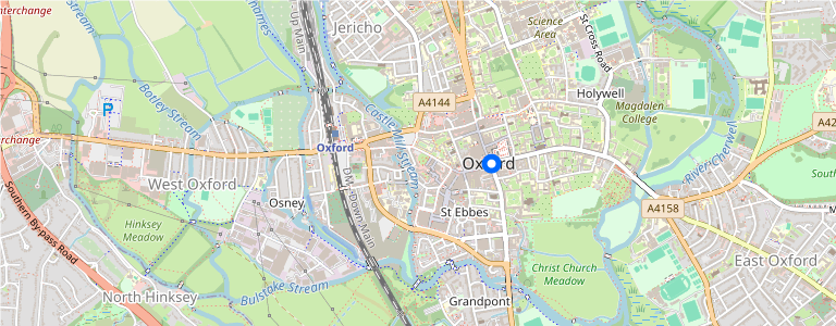 Fixed map of Oxford, United Kingdom. The view does not zoom.